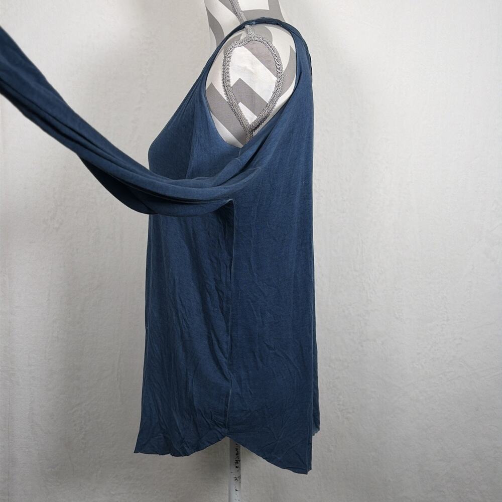 NWT Dear John Cold Shoulder Long Sleeve Top Large in Navy Blue Distressed Color - Picture 3 of 15